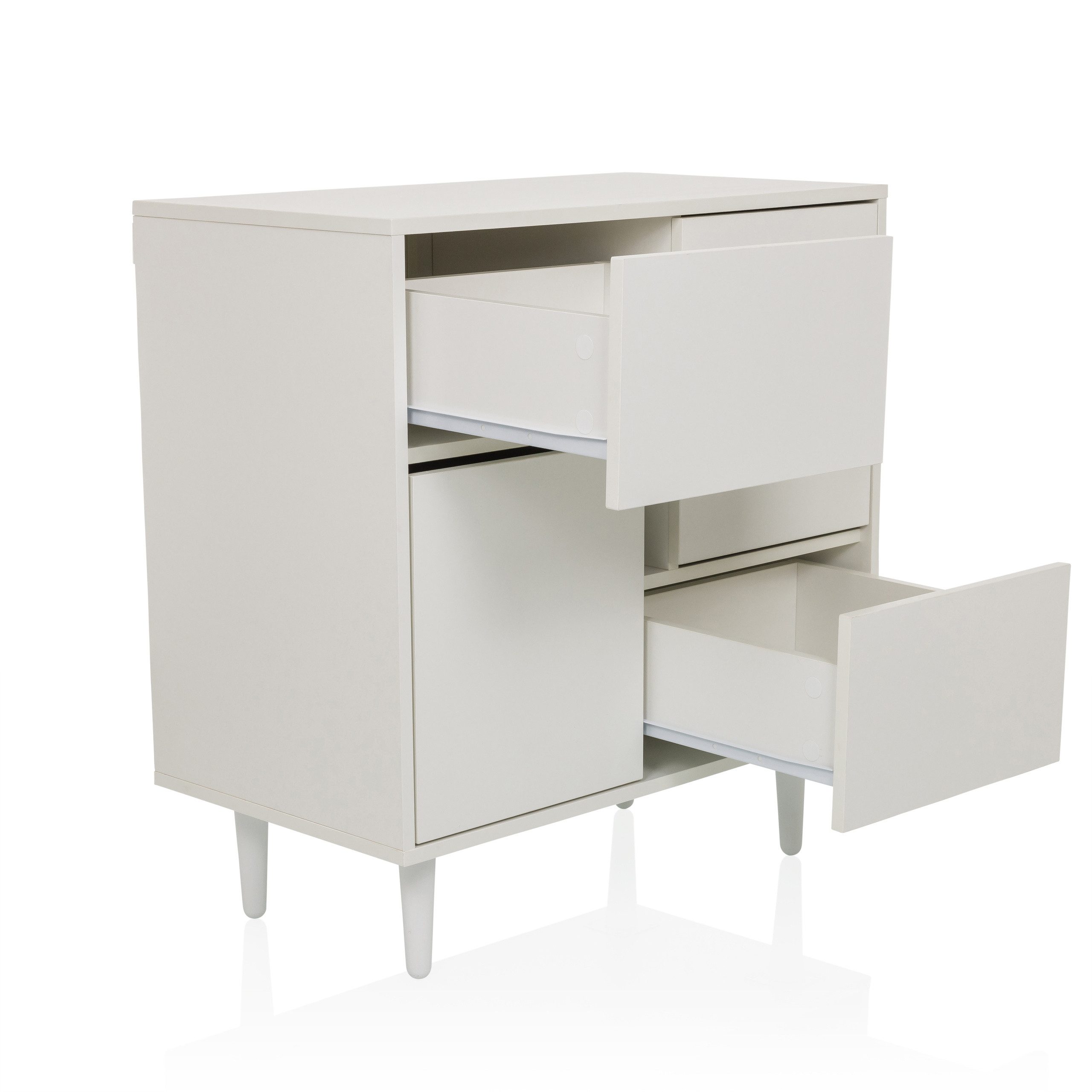 hjh LIVING Kommode LYKKJA Sideboard H/B/T: 77.0 x 72.0 x 39.5 cm, Sideboard mit 2 Schubladen und 2 Türen, Modernes Design, Grifflos