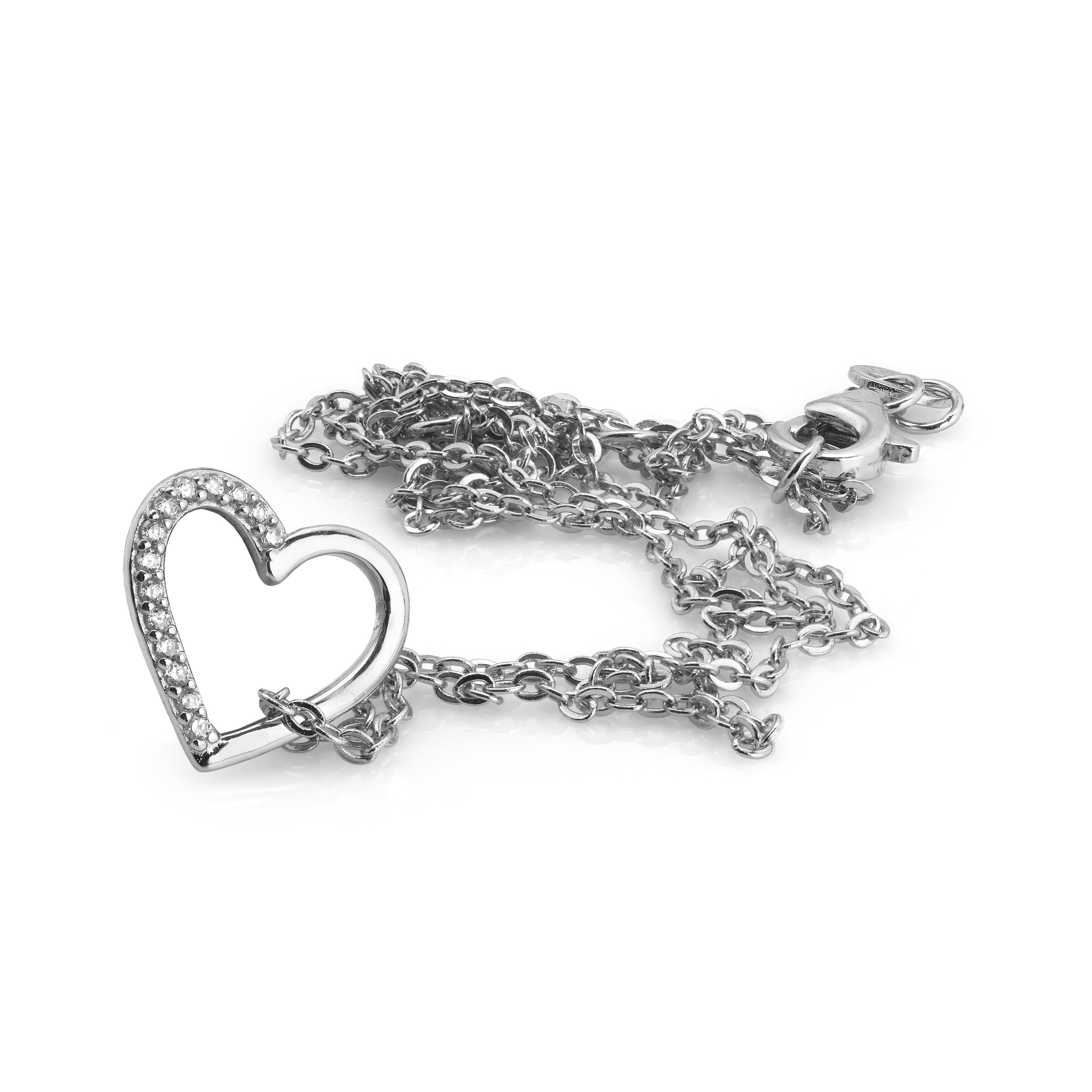 Felino Herzkette Halskette Herz Diamanten Schmuck Damen Frauen 925 Silber Gold Rose (1-tlg), Verstellbare Halskette mit Herz Anhänger