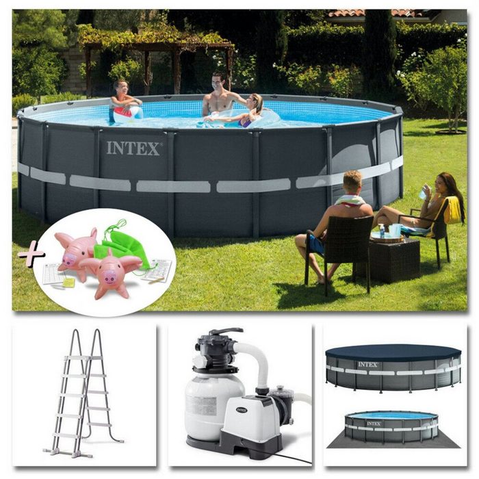 Intex Pool 26330GN - Ultra XTR FramePool-Set (549x132cm) + aufblasbare Schwimmtiere
