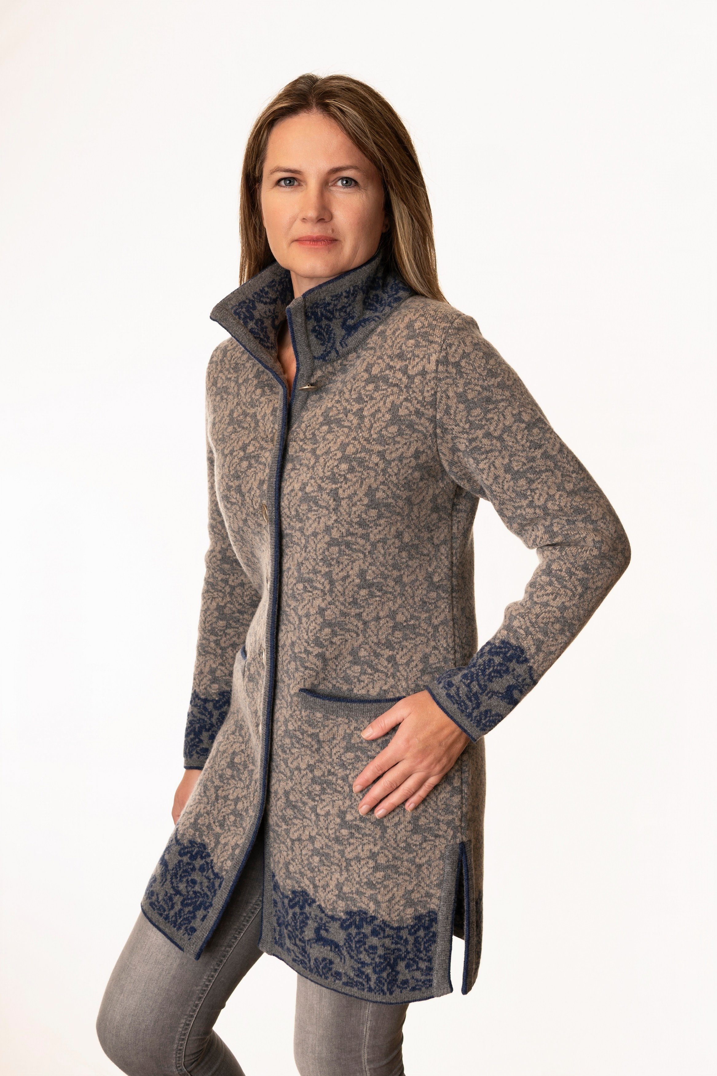 Pezzo D'oro Strickmantel Gehrock,Strickjacke long, grau/hellgrau/blau günstig online kaufen