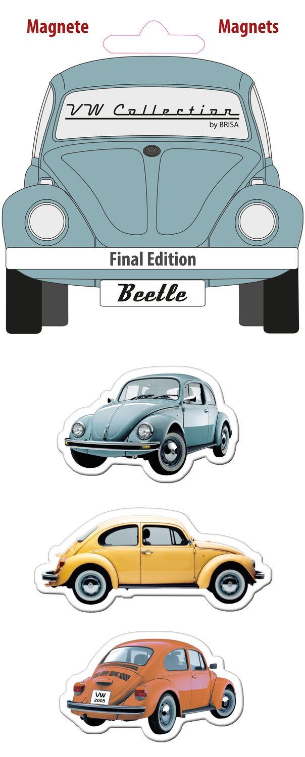 VW Collection by BRISA Magnet Volkswagen Kühlschrankmagnet mit VW Käfer-Motiven (3-St), Pinnwand-Magnete in der Final Edition