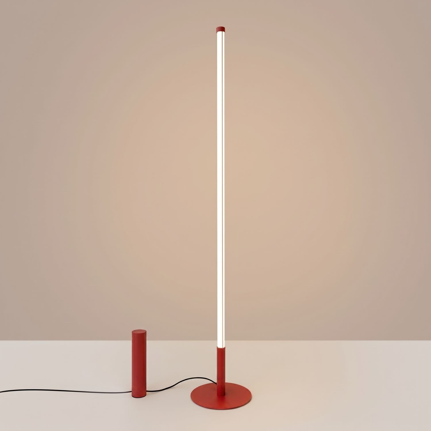 Licht-Erlebnisse Stehlampe ORSAY, LED fest integriert, Warmweiß, Metall LED mit Dimmer 150 cm Rot rund 3000 K 5157 lm Modern
