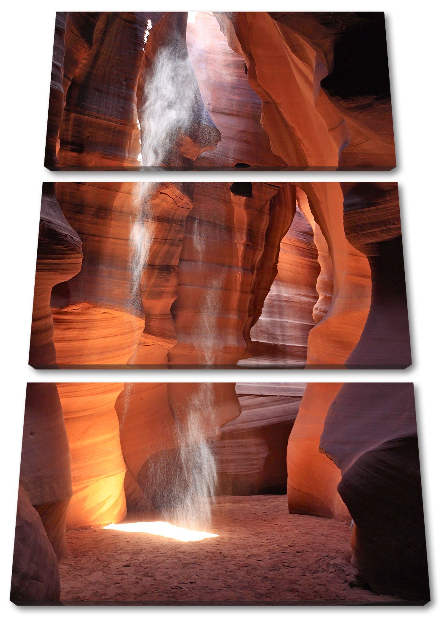 Zackenaufhänger (120x80cm) (1 Sand fertig Canyon bespannt, Leinwandbild Antelope Pixxprint 3Teiler Antelope Canyon, Leinwandbild St), inkl. Sand