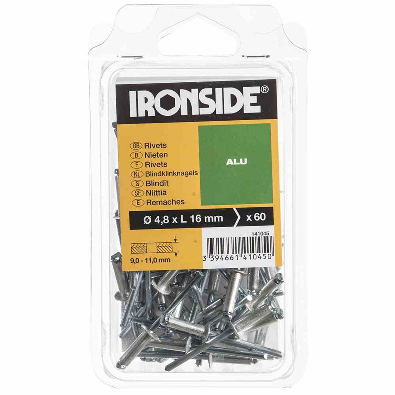 IRONSIDE Blindniete Blindnieten 4,8 x 16 mm Aluminium, Verpackungsinhalt: 60 Stück