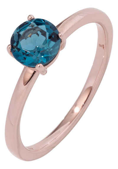 JOBO Goldring Ring mit Blautopas, 585 Roségold