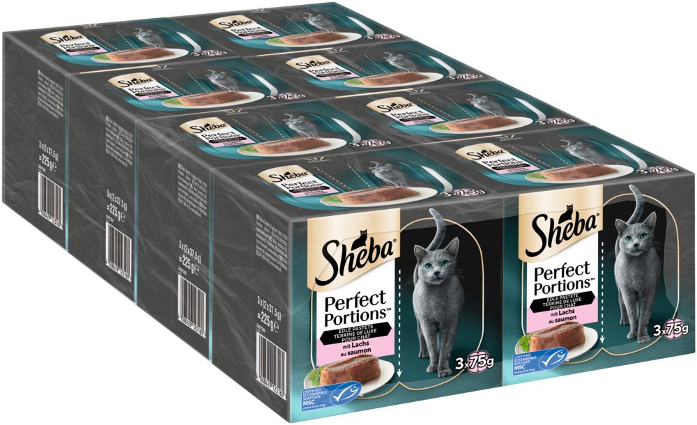 Sheba SHEBA® PERFECT PORTIONS™ Multipack mit Lachs MSC 8 x 6 x 37,5g, Nassfutter für: Katze