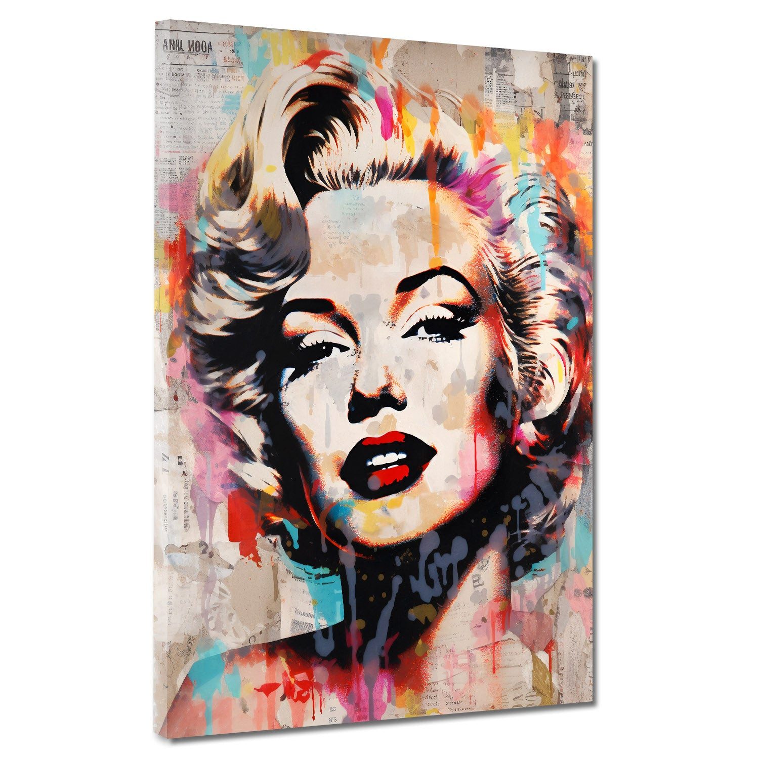 Artedinoi Leinwandbild Cool Marilyn News Pop Art Leinwandbild Wandbild Kunstdruck XL Wanddeko, Marilyn Monroe, cooler Look