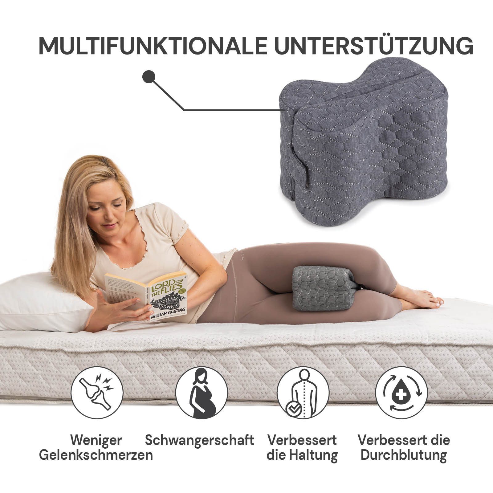 Vitapur Kniekissen Orthopädisches Kniekissen Seitenschläfer Memory Hüft & Rückenschmerzen