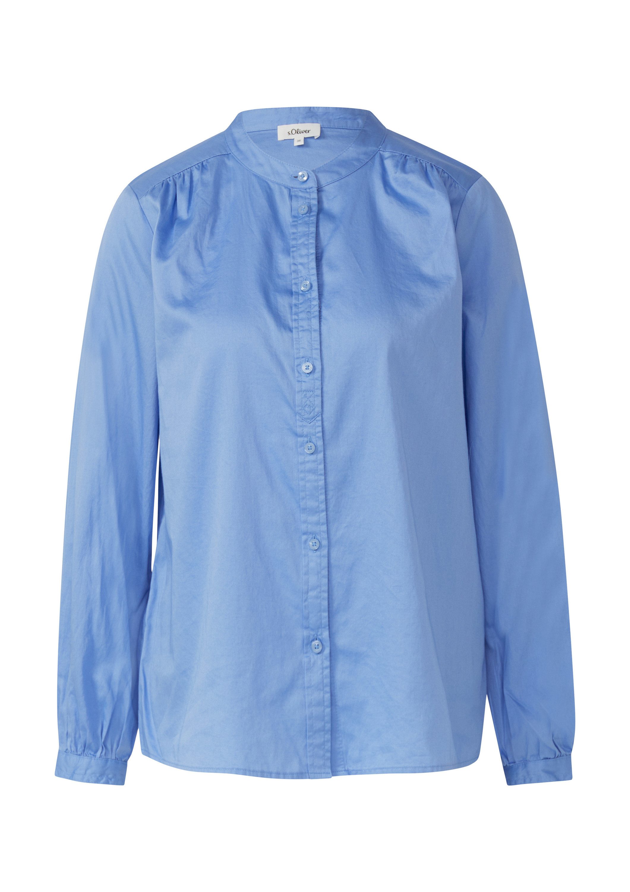 s.Oliver Langarmbluse Bluse Stehkragen-Bluse aus leichtem Baumwoll-Satin günstig online kaufen