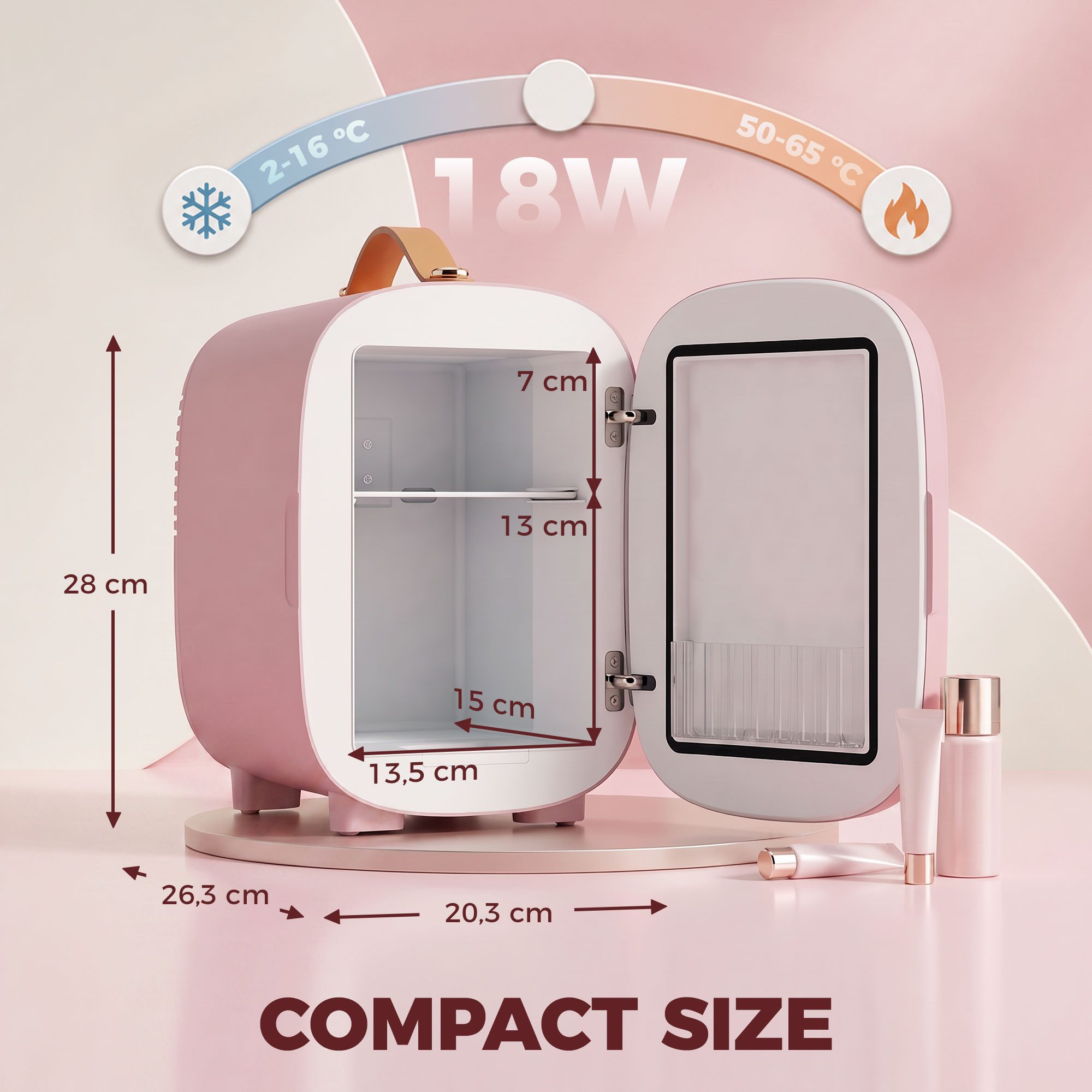 HOMCOM Kühlbox Mini Kühlschrank 4 Liter mit Kühl- und Heizfunktion Skincare, für Kosmetik, Getränke, Obst, Rosa
