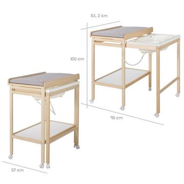 roba® Bade- und Wickelkombination Mobiler Wickeltisch, mit integrierter Badewanne - mit ausziehbarer Wickelfläche