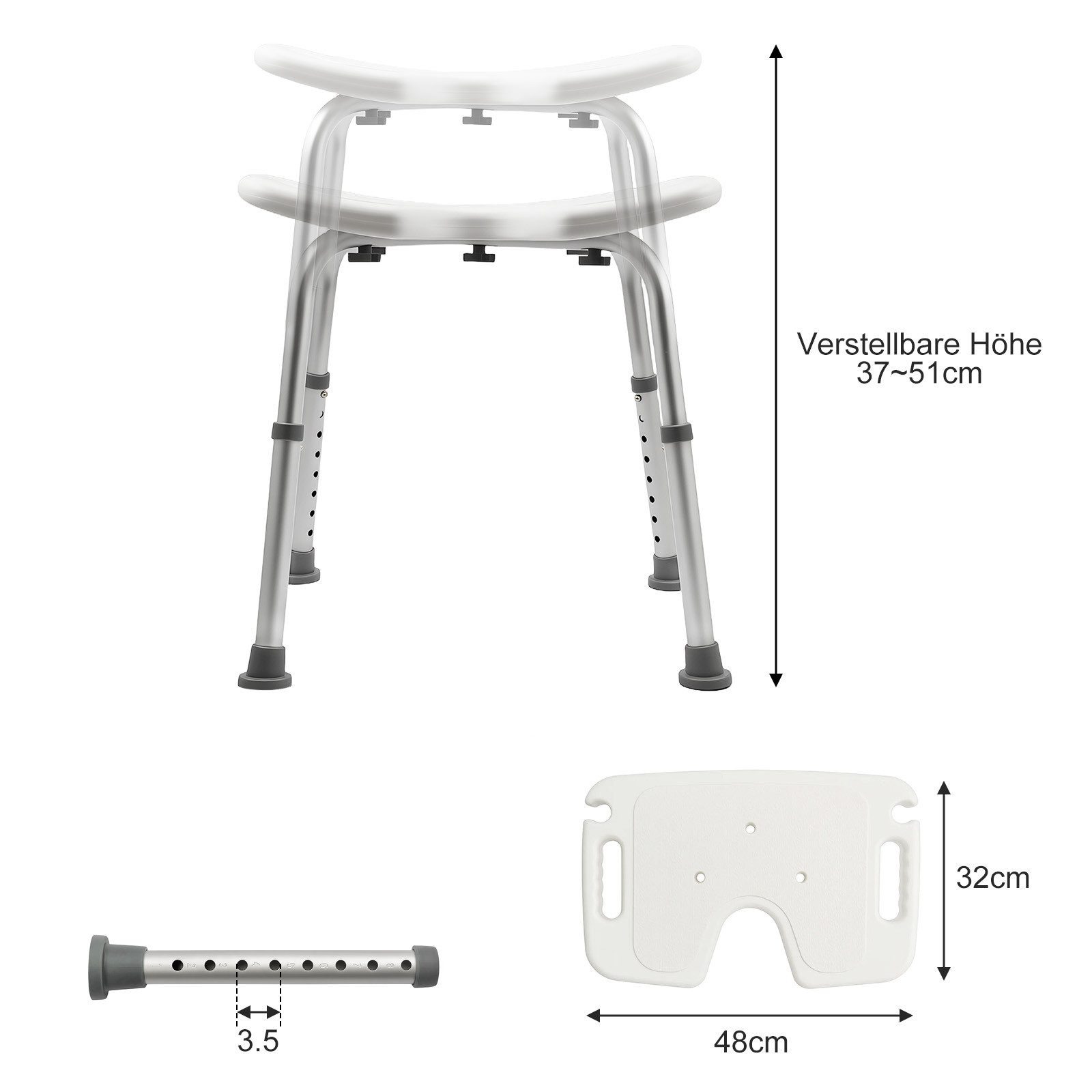 Youyijia Hocker öhenverstellbarer Badhocker 37–51 cm – rutschfest stabil günstig online kaufen