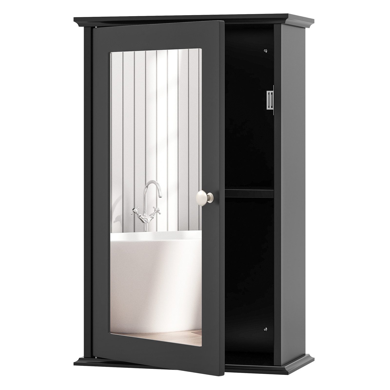 KOMFOTTEU Spiegelschrank mit Verstellbarer Ablage 34 x 15 x 53 cm