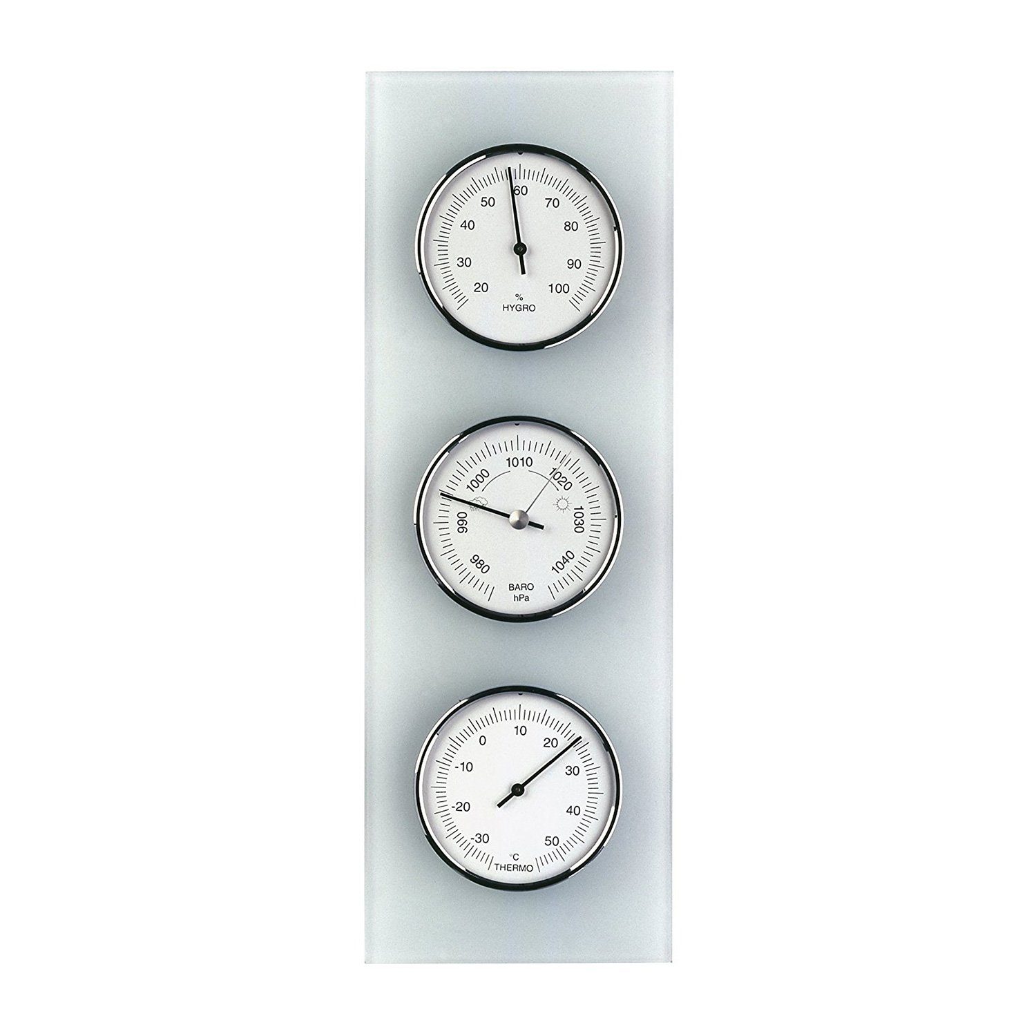 TFA Dostmann Wetterstation aus Glas, matt, Weiß, Barometer, Therometer, Hygrometer Wetterstation