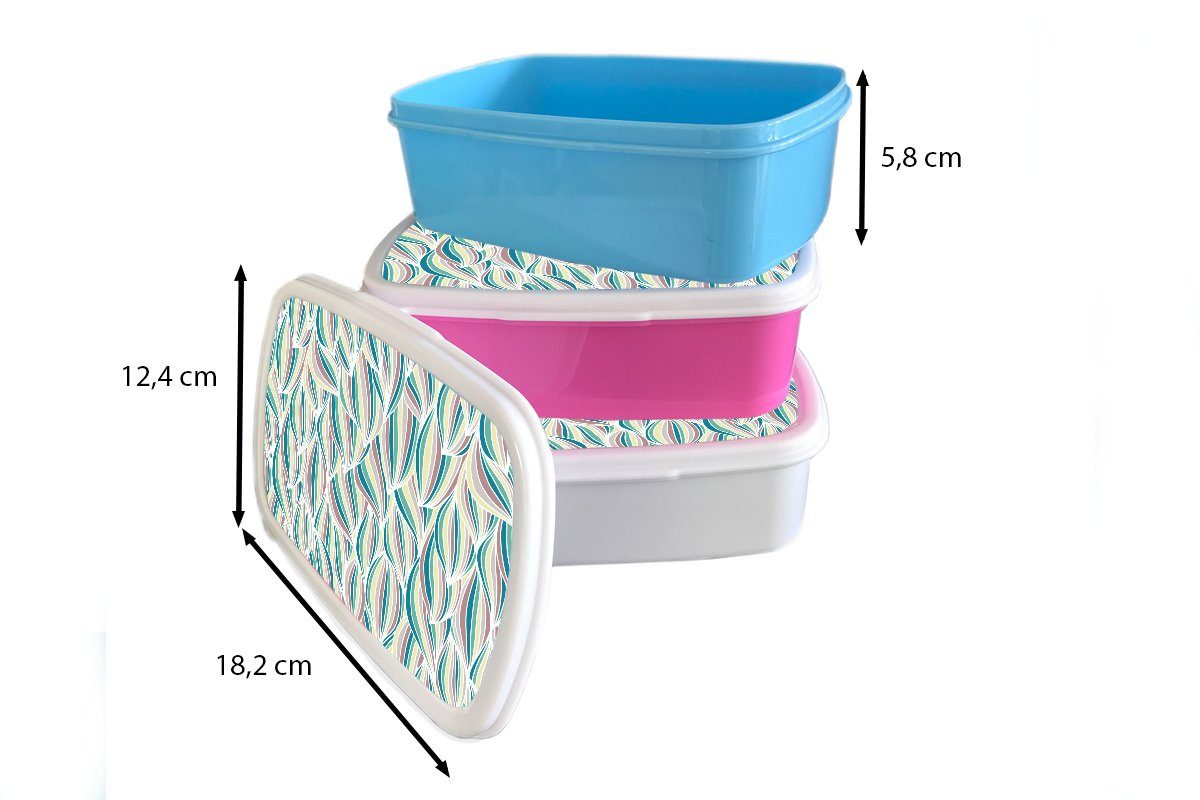 MuchoWow Lunchbox Muster - Strand - weiß Kunststoff, Mädchen Jungs Abstrakt, Meer für (2-tlg), und - für Brotdose, Erwachsene, Kinder und Brotbox
