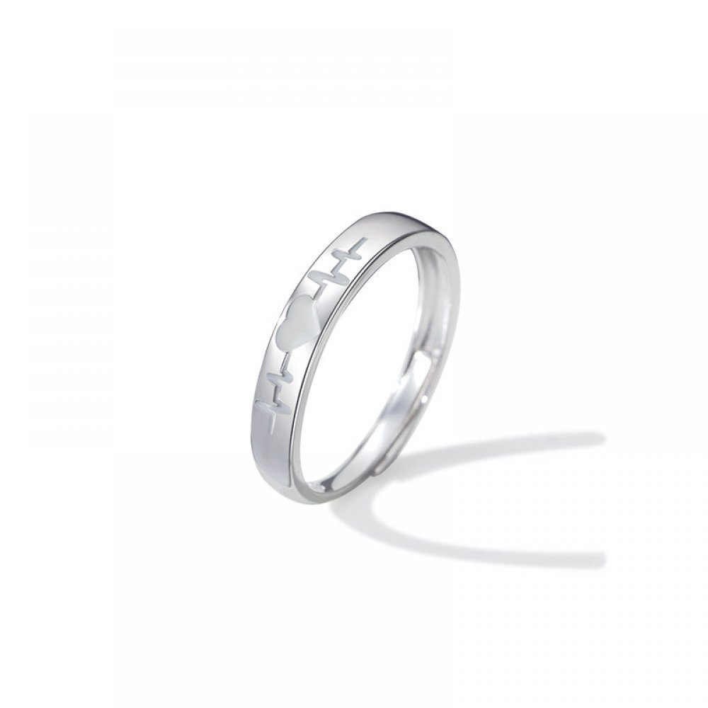 Invanter Fingerring Liebe inkl.Geschenkbo EKG Silber Ring Ring, Glow 925 Paar Sterling