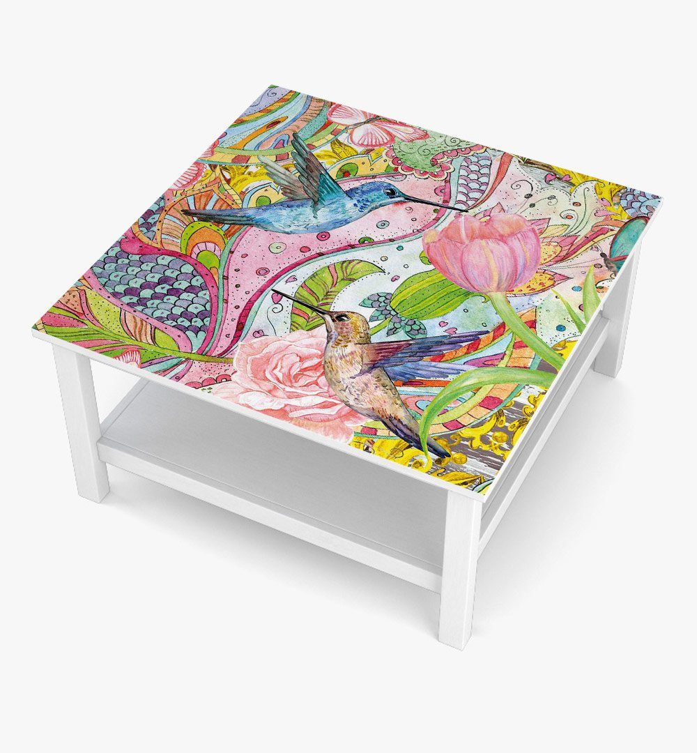 MyMaxxi Möbelfolie Tischfolie Hippie Vögel Bubblefree selbstklebend Folie, (Hippie Vögel, 1St.}, Klebefolie passend geschnitten und gerollt), Selbstklebend