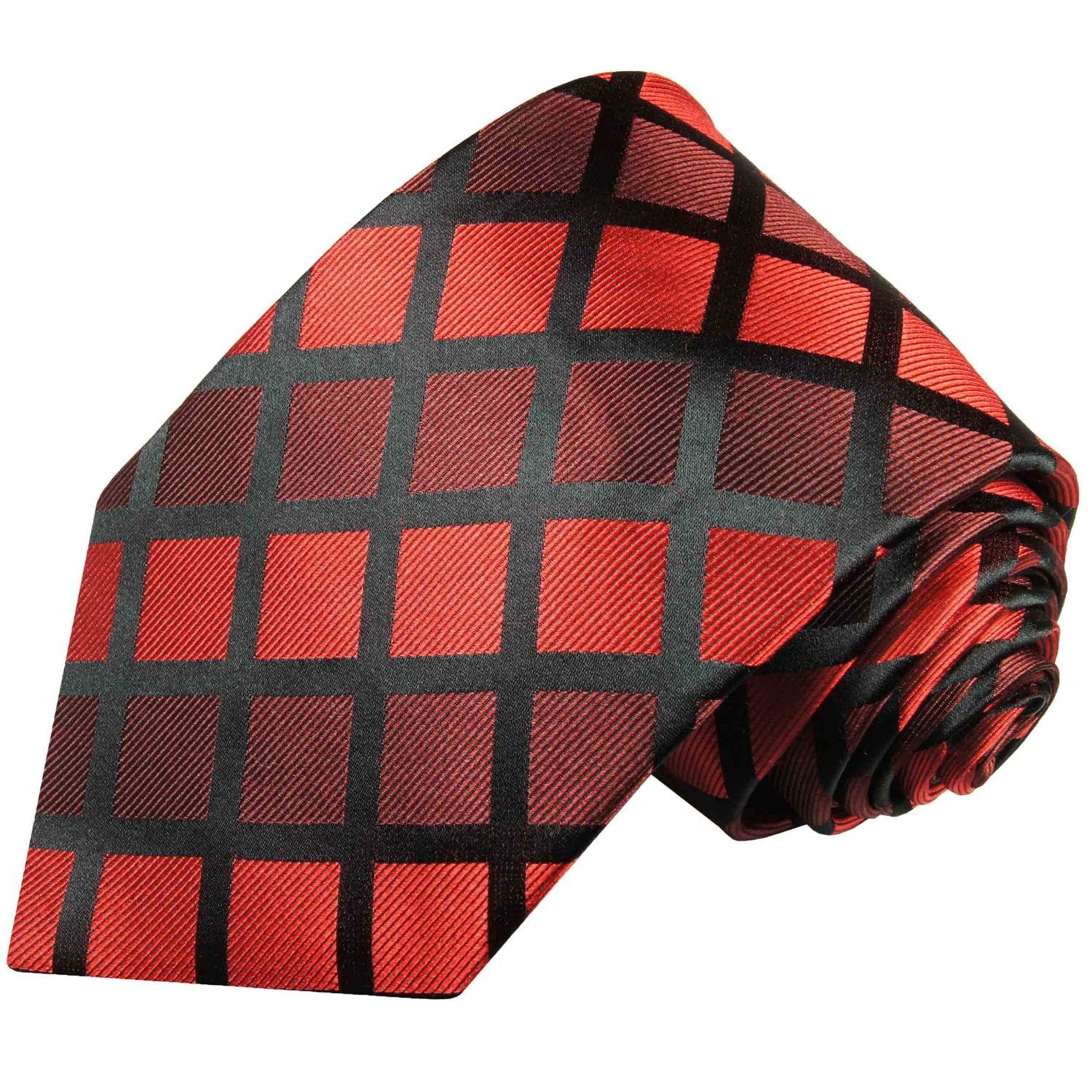 Krawatte Seide 481 Seidenkrawatte kariert Malone (8cm), rot 100% Breit Herren modern Schlips Paul