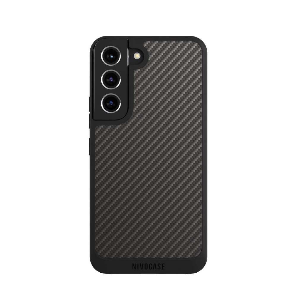 NIVOCASE Handyhülle Metallic Look Muster Carbon Carbon, Samsung Galaxy S22 Handyhülle Hülle NIVOpure Case Schwarz