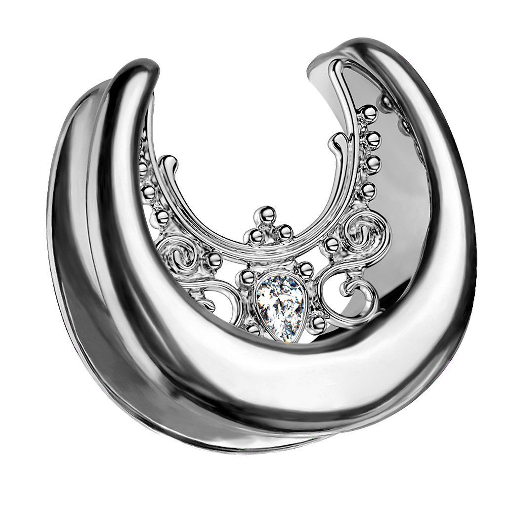 Taffstyle Plug Piercing Tribal Kristall Halbrunder günstig online kaufen