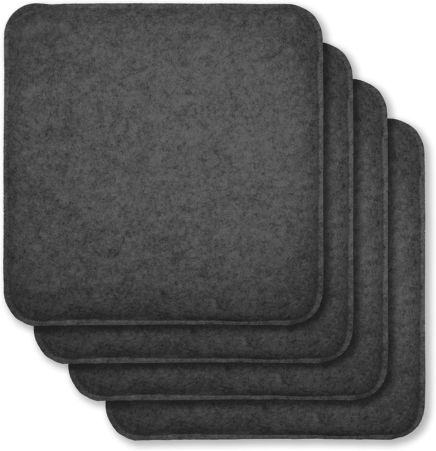 RUBBERNECK Stuhlkissen Rubberneck 4er Set rutschfeste Filz Sitzkissen Eckig, Stuhlkissen mit Antirutsch-Noppen - rutschfeste Oberfläche