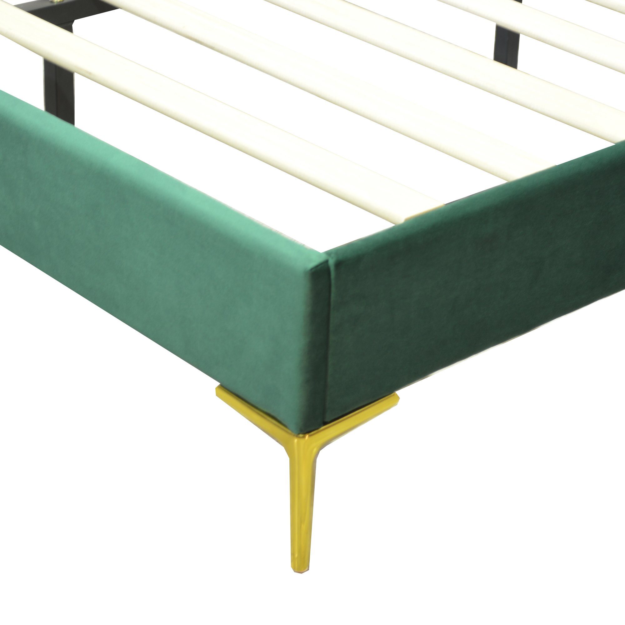 Polsterbett (Doppelbett 140 x 200 cm, ohne Matratze), mit Finger-Form & Verstellbares Kopfteil und Lattenrost, Samtstoff
