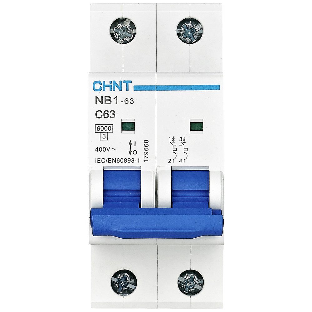 Schalter Chint 179668 NB1-63 2P C63 6kA DB Leitungsschutzschalter 2polig 63