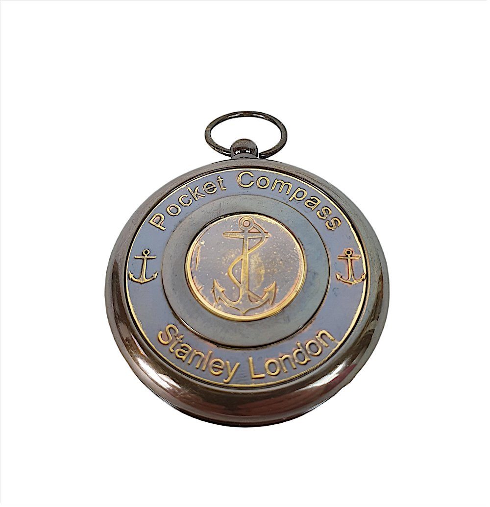 maritimer Magnetkompass, Linoows Dekoobjekt Inschriften mit Kompass, Pocket Altmessing Taschenkompass und Verzierungen Kompass,
