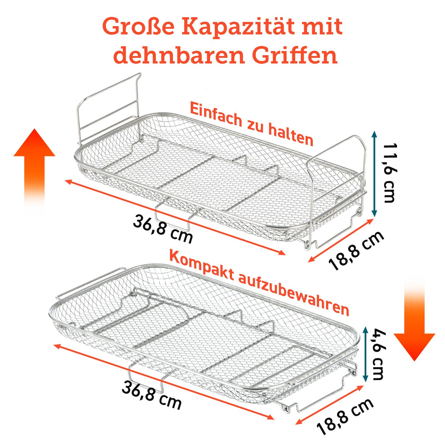 Cosori Heißluftfritteuse Röstgestell für die Cosori TwinFry Heissluftfritteuse, gleichmäßig kochen, Griffe zum einsetzen, spülmaschinenfest
