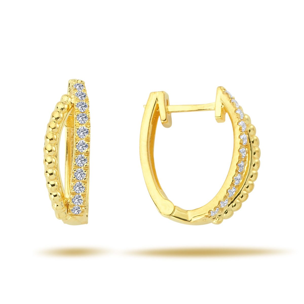 EinStein Diamant Paar Creolen Creolen Diamanten Brillant Schliff Ohrringe 14 Karat 585'er Gelbgold, Creolen Diamanten Brillant Schliff Ohrringe 14 Karat 585'er Gelbgold