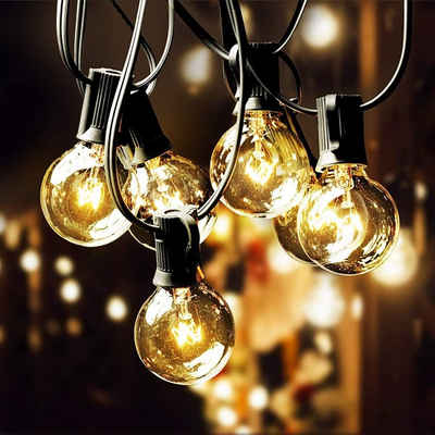 Elegear Lichterkette »Lichterkette Außen, Ausdehnbar Lichterkette Glühbirne 30+3Glühbirnen«, 12,2M G40 IP65 Lichterkette Warmweiß für Garten