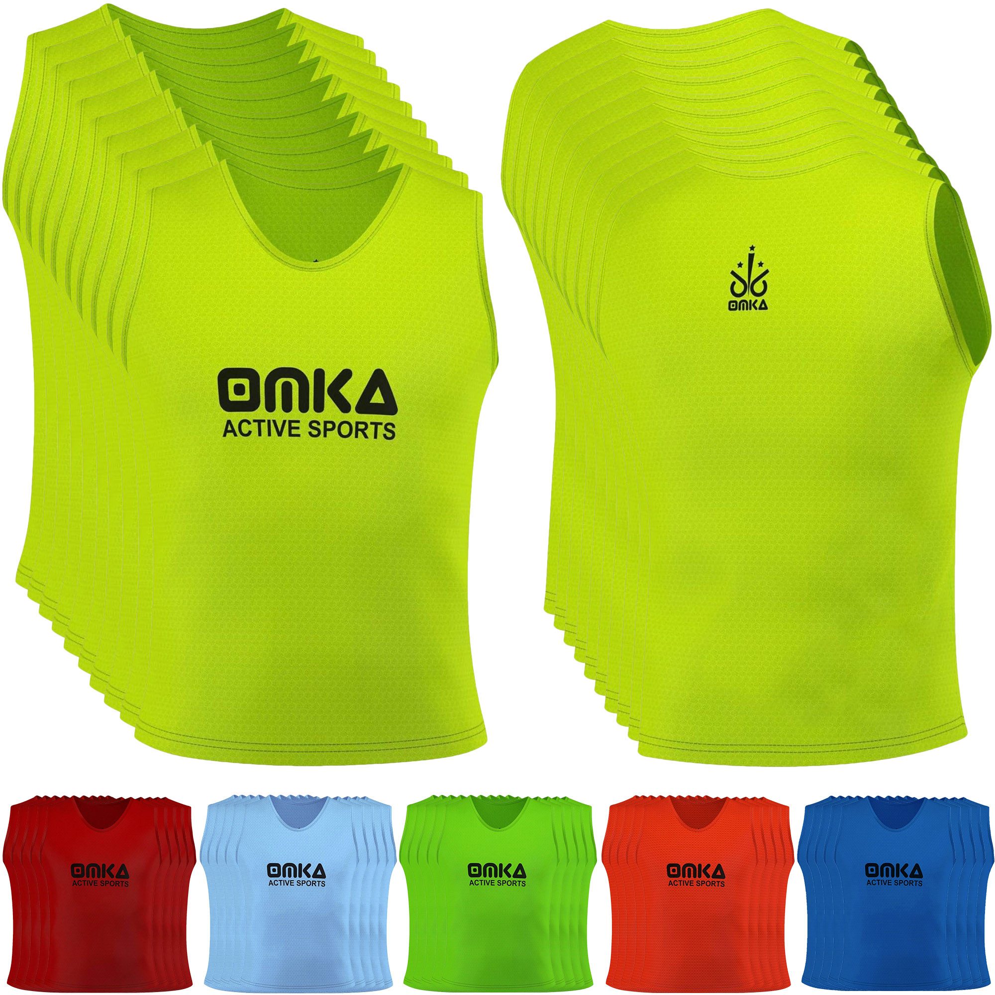 OMKA Trainingsleibchen OKLB01 10er Pack (Spar-Set, 10er-Pack) 10x OMKA Fußball Leibchen Trainingsleibchen