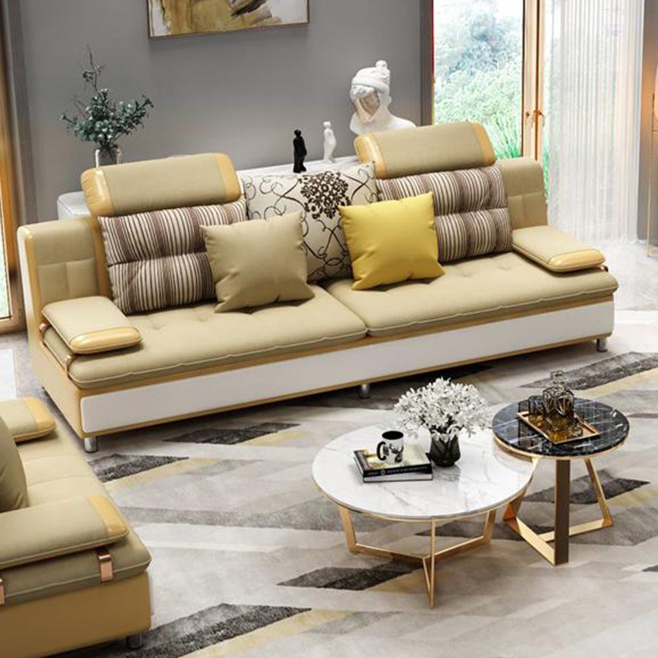 JVmoebel Sofa Design Lounge Möbel Dreisitzer Beige Polster, 3 Couch Made Sofa Sitzer Europe in