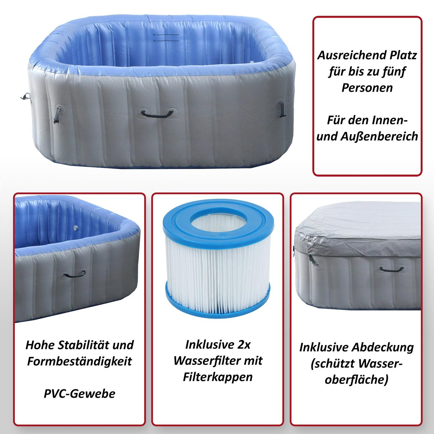 MCW Whirlpool MCW-N97-Er180, aufblasbar, Wasserkapazität: 902 Liter, Inklusive Abdeckun