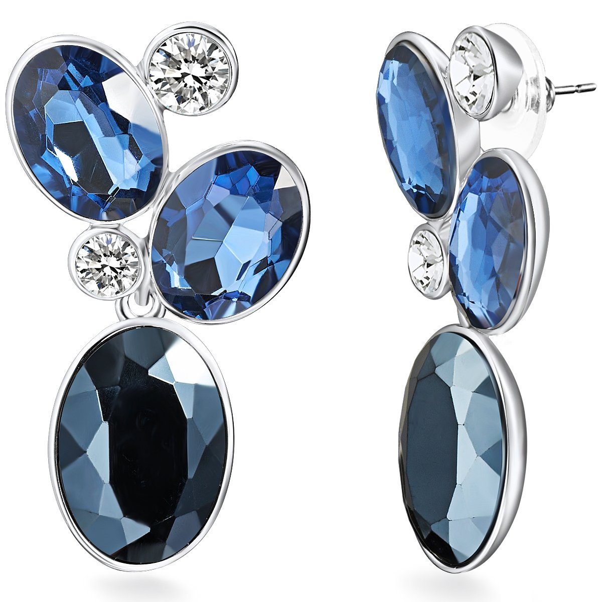 Lulu & Jane Paar Ohrhänger Ohrhänger Glaskristall weiß Kunststoff hellblau dunkelblau