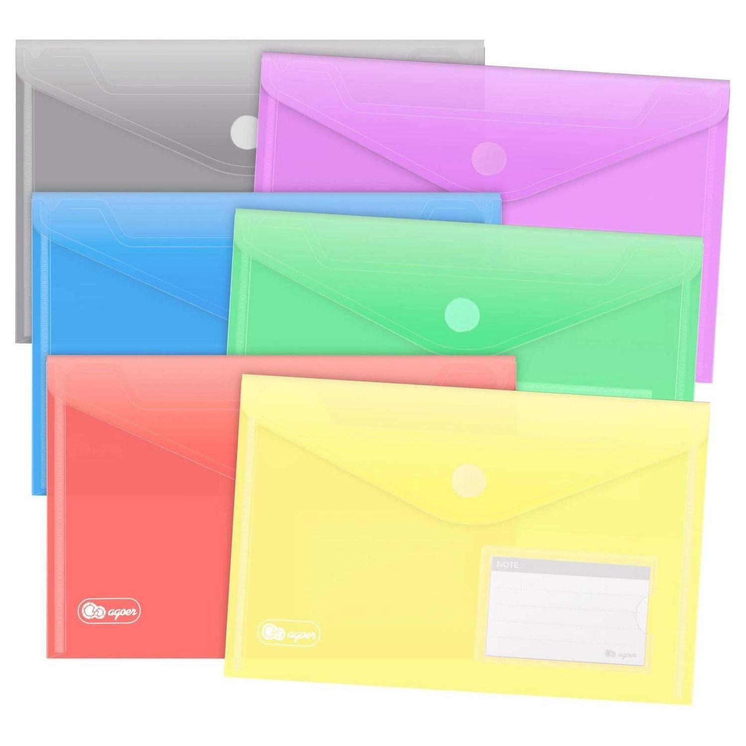 LuxusKollektion Fächermappe Dokumententaschen A5 12er Set Klettverschluss 6 Farben (12-St)