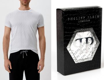 PHILIPP PLEIN T-Shirt T-SHIRT COMFORT STRETCH MULTI LOGO LOUNGE TOP SHIRT Verpackt in einer Geschenkbox mit Python-Optik-Druck