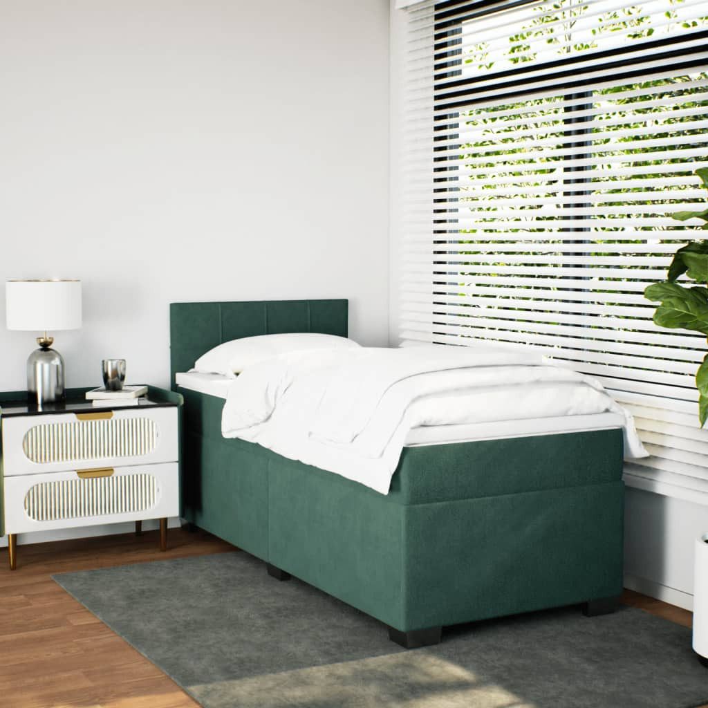 vidaXL Bett Boxspringbett mit Matratze Dunkelgrün günstig online kaufen