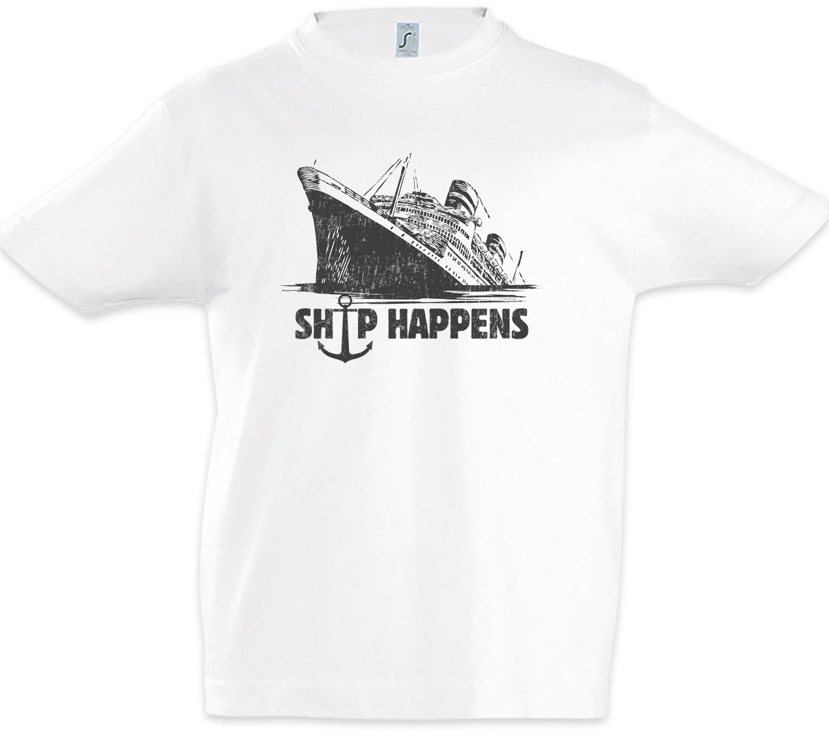Print-Shirt Ship Happens Kinder T-Shirt Sailor Segler Schiff Boat Segeln Fahren