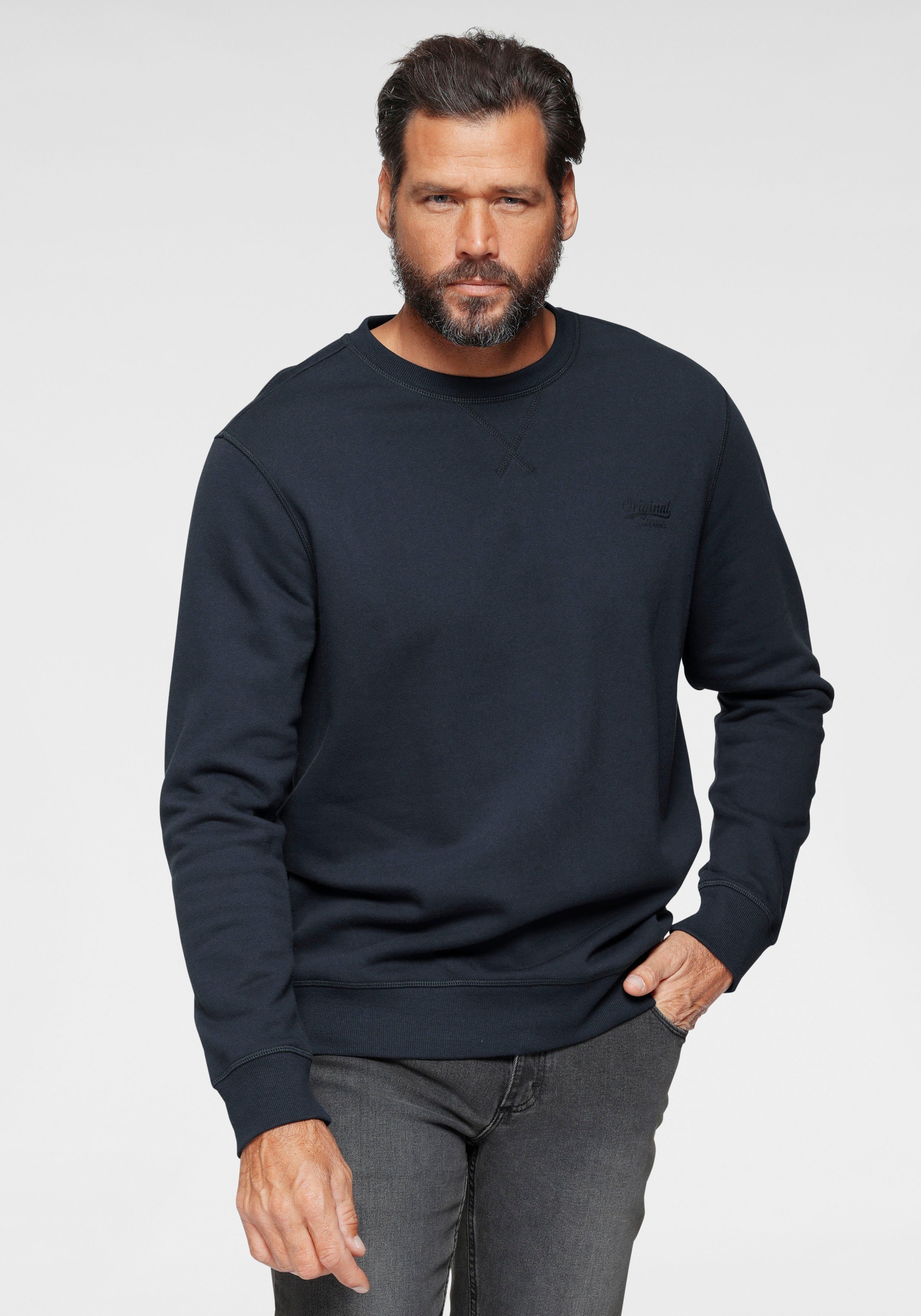 Man's World Sweatshirt Langarm, Basic-Stil, unifarben, Rundhalsausschnitt günstig online kaufen