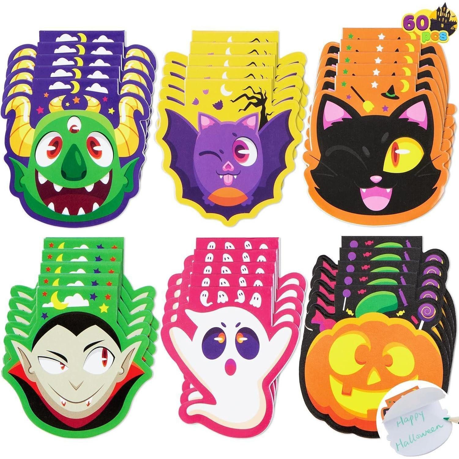 LuxusKollektion Notizblock Halloween Mini Notizblock Set 60 Pcs (6 Designs) grus