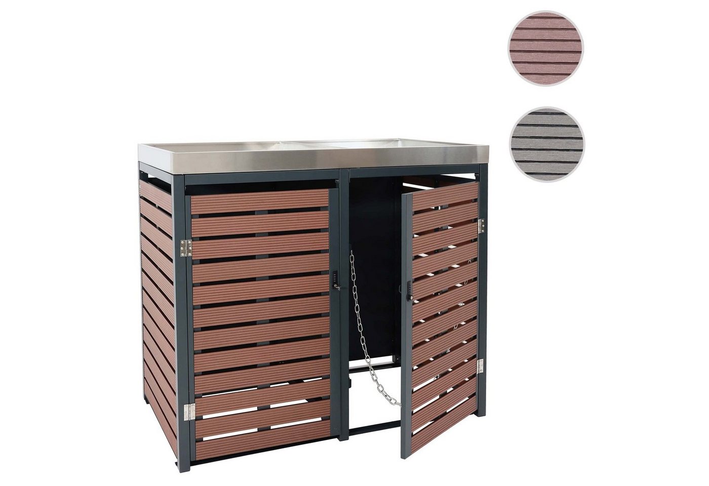 Thumbnail - MCW Mülltonnenbox MCW-K14-MT, Materialdicke Stahl: 0,8mm, Pflanzkasten mit Wasserablauflöchern