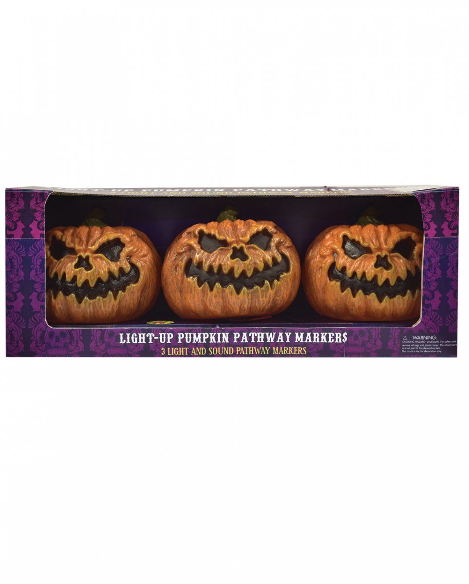 Horror-Shop Dekoobjekt Böse Kürbis Gehweg Lichter mit Licht und Sound für