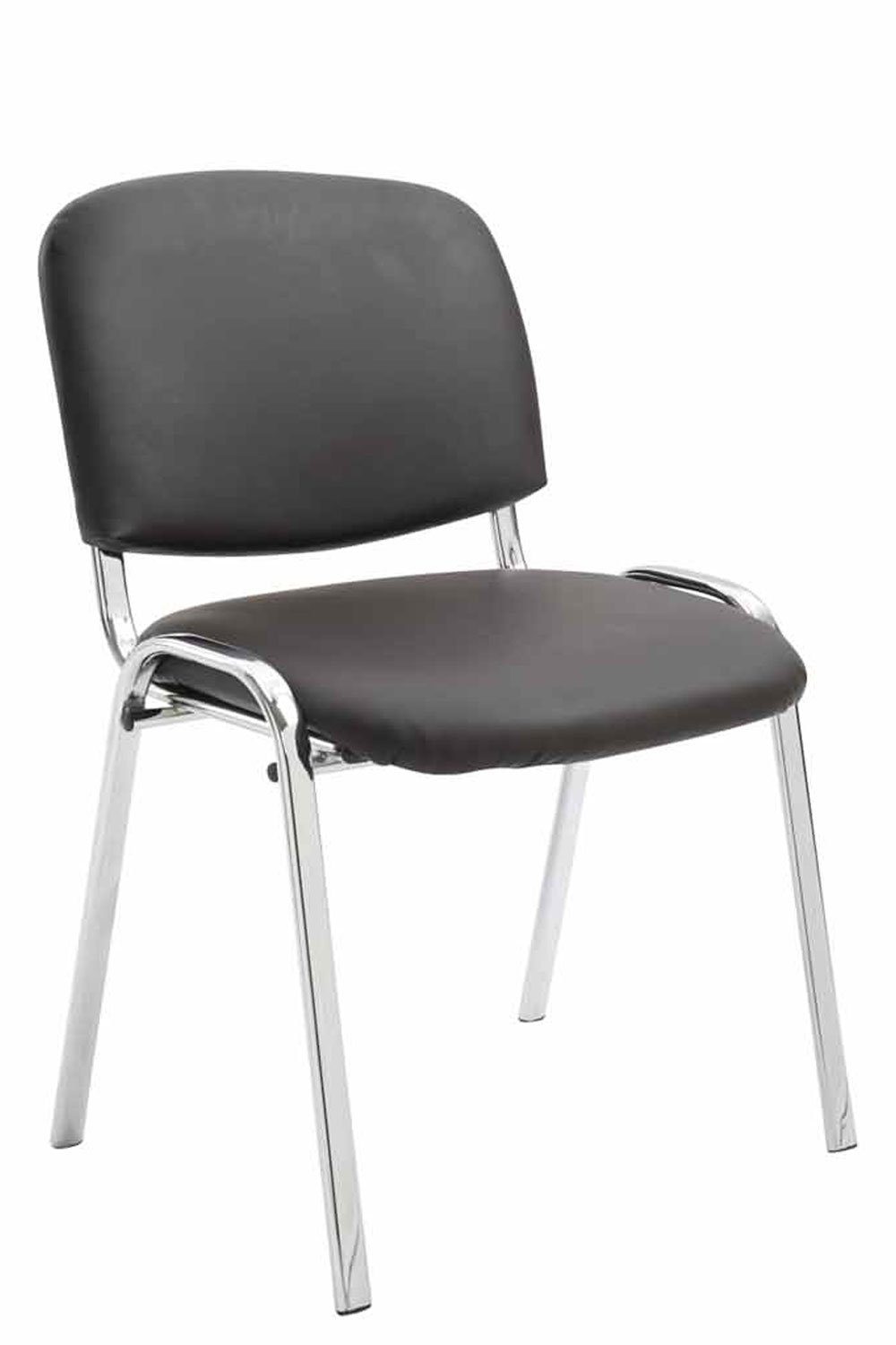 TPFLiving Gestell: hochwertiger mit Messestuhl), - Konferenzstuhl braun Warteraumstuhl Kunstleder Metall Besucherstuhl (Besprechungsstuhl - chrom Sitzfläche: - - Polsterung Keen