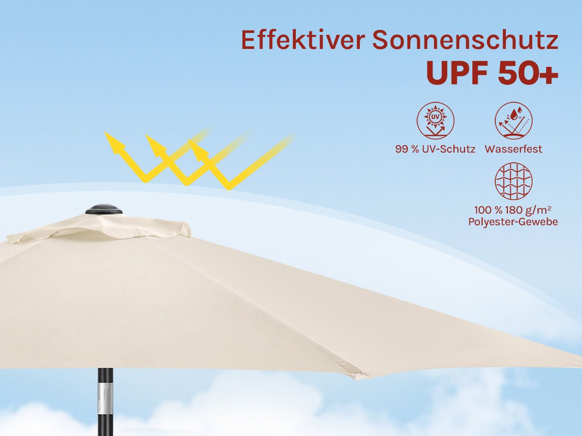 Thumbnail - Woltu Sonnenschirm, Strandschirm UV-beständig, 45° knickbar, Handkurbel