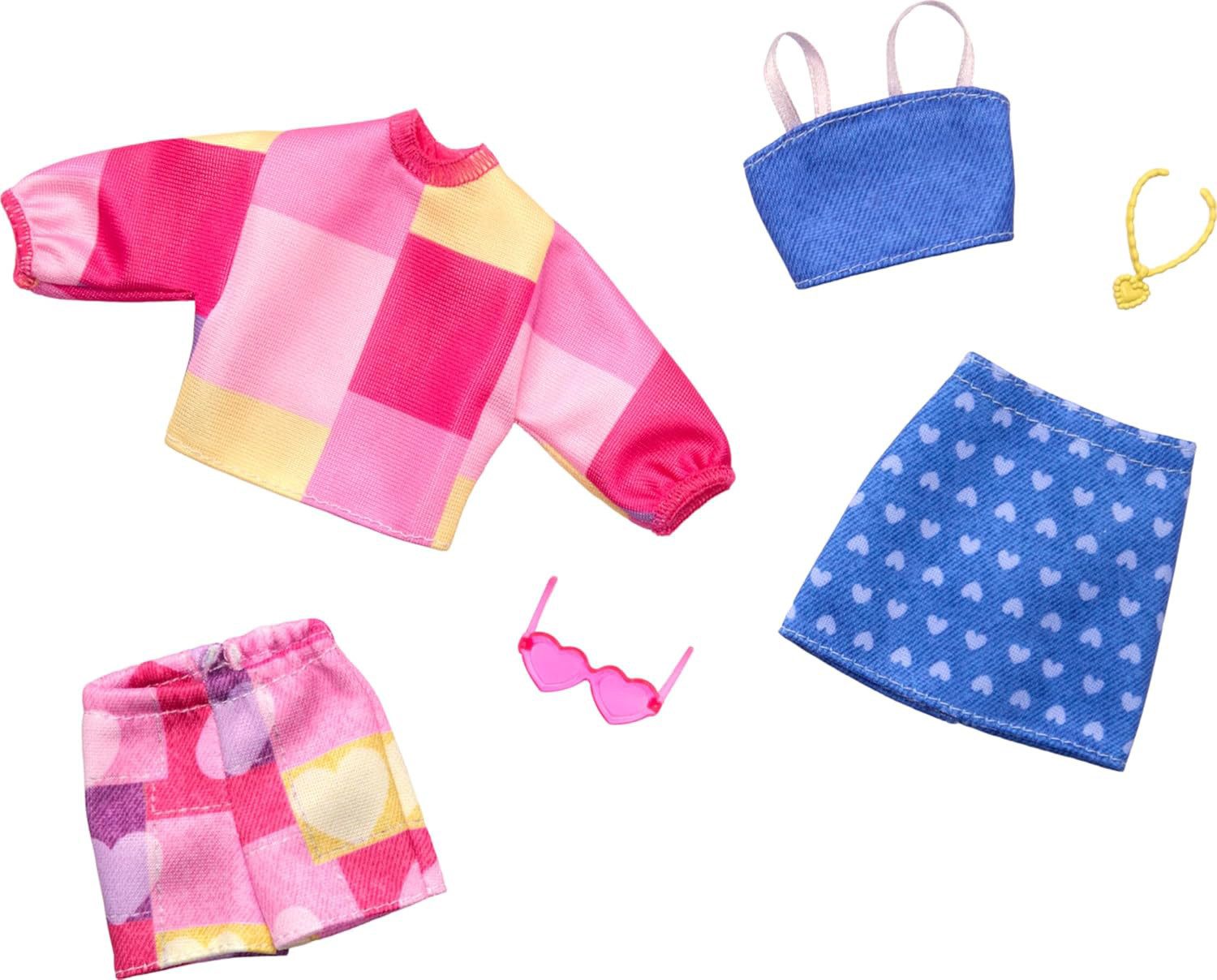 Mattel® Anziehpuppe Barbie Fashions 2er-Pack - Pinke Bluse und Short + Blau günstig online kaufen