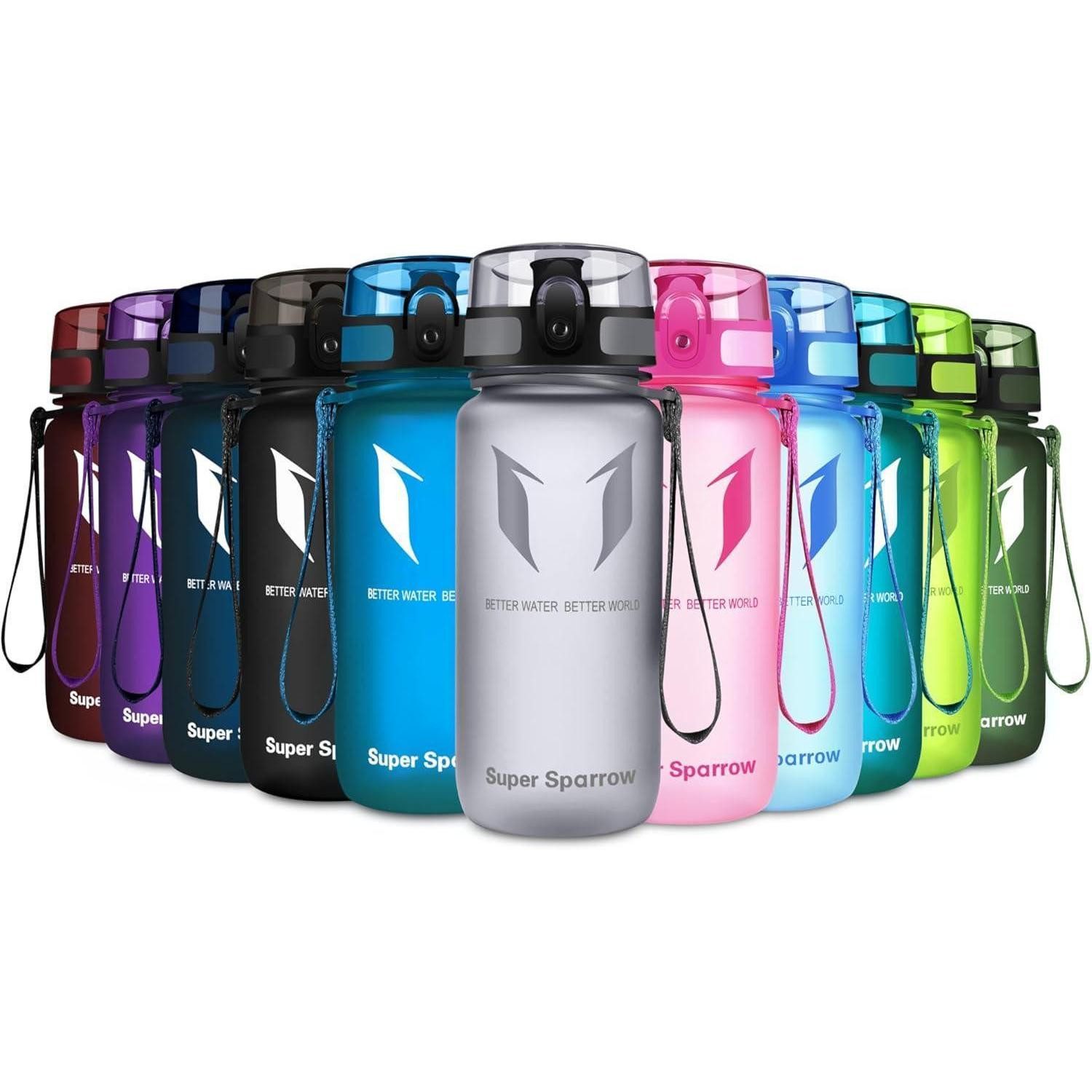 LuxusKollektion Trinkflasche Trinkflasche Tritan BPAfrei Sport Fahrrad Fitness Outdoor 350 ml Grau