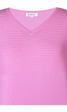 Zhenzi Strickpullover Pullover V-Ausschnitt rosa