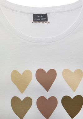 Venice Beach T-Shirt mit Herzchen-Druck, Kurzarmshirt aus Baumwolle, Basic