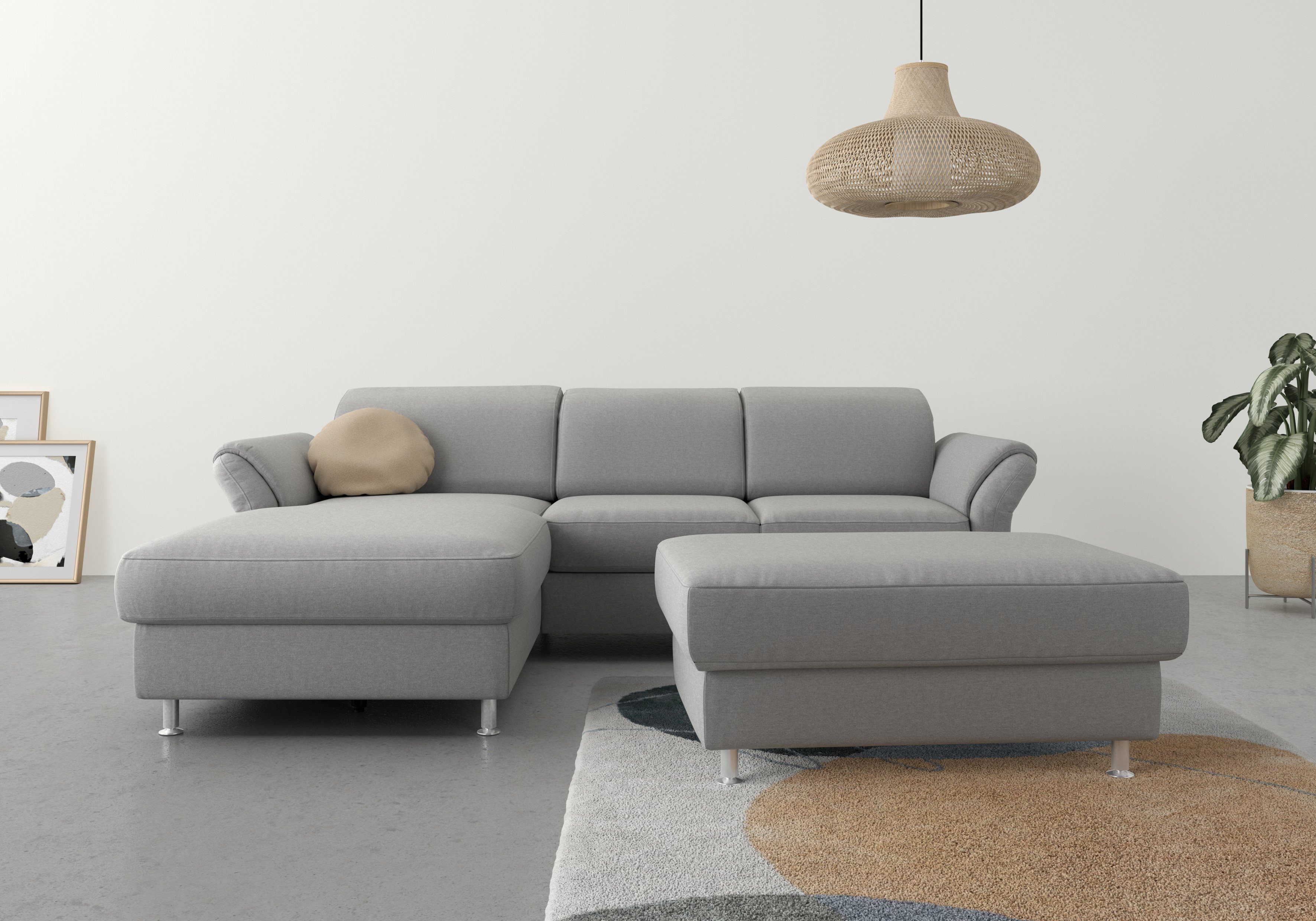 sit&more Ecksofa Apulia, Bettfunktion, und und wahlweise Armteilverstellung Bettkasten Kopf